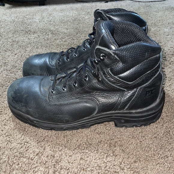 Timberland Pro Powerfit Men's Size 11.5 M‎ Black Leather Boots Titan Comp Toe - Picture 1 of 6